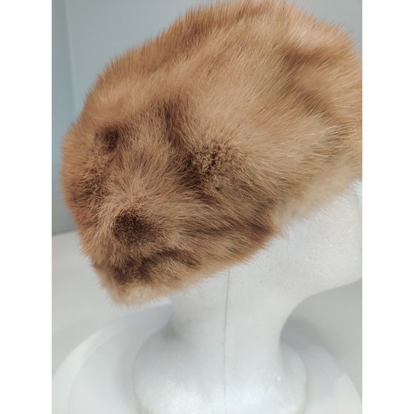 Vintage Brown/Beige Mink Fur Beret Style Hat from Canada 21\